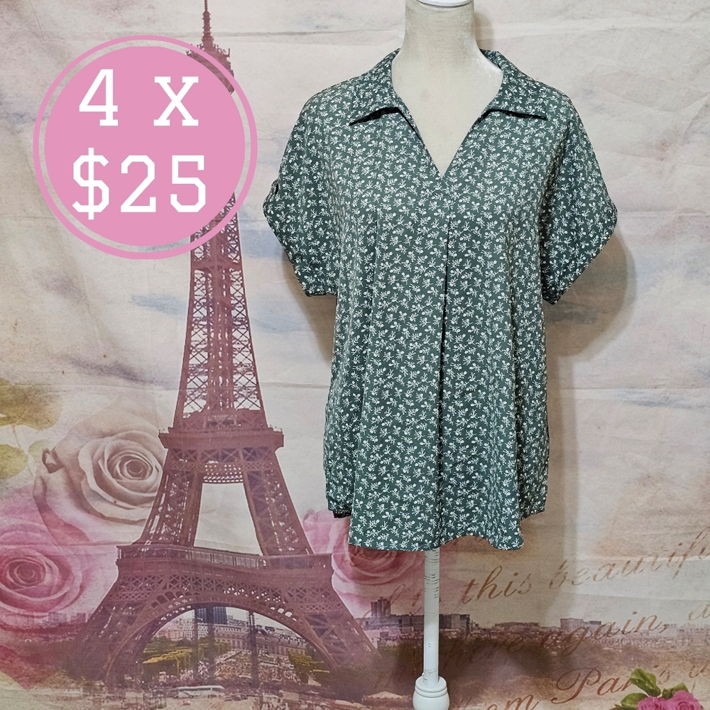 Gaharu Floral Green Women's Top